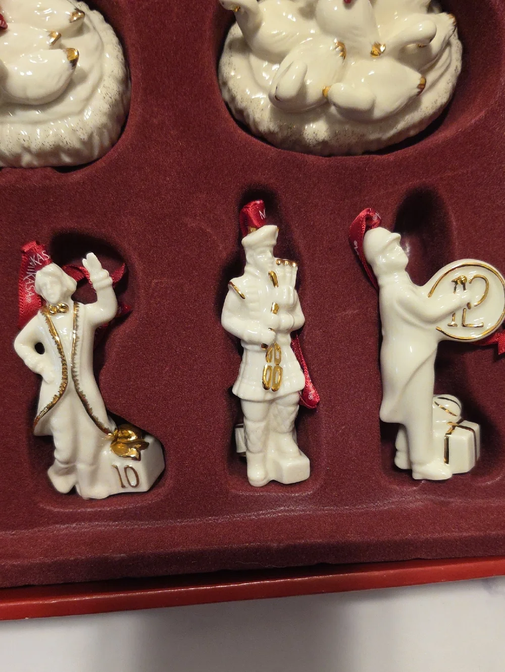 Mikasa Porcelain Holiday Figurine Ornament Set - White with Gold Accents